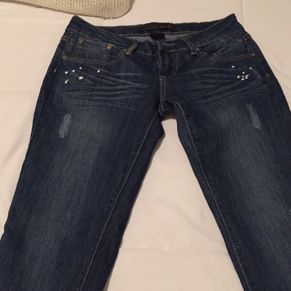 Skinny jeans sz 3 w/splattered white paint design